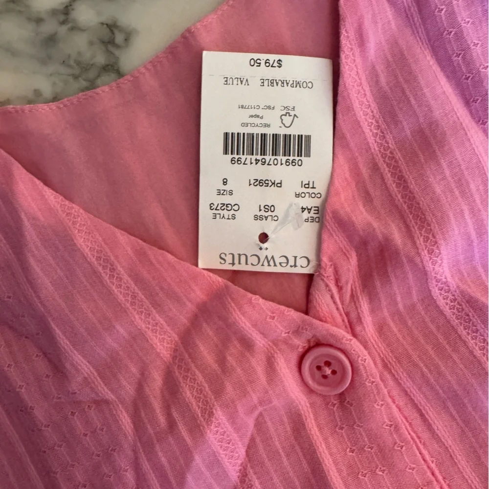 NWT Crewcuts Pink Ruffled Sundress Sleeveless Bow in Back Casual Textured Sz 8